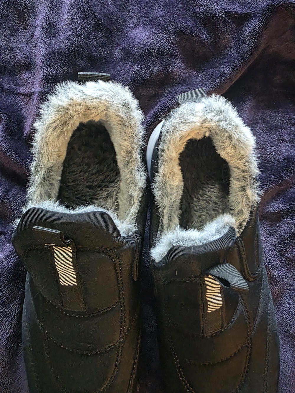 Black Faux-Fur Lined Slip-On Sneakers